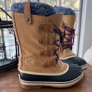 Kids’ Sorel Winter Boots with Pink & Purple Laces